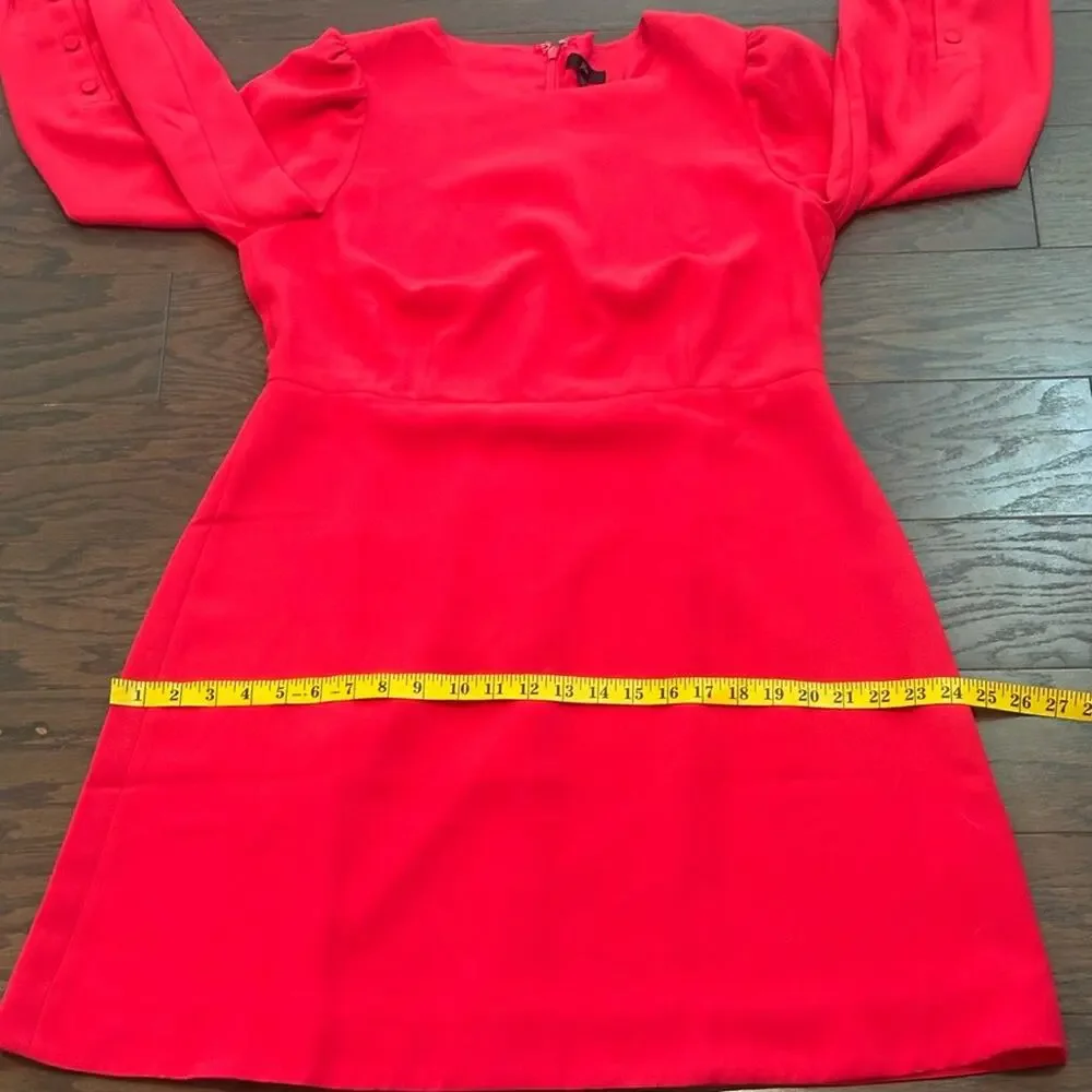 J.Crew Long-sleeve dress in 365 crepe fabric Bright Rose Size 14